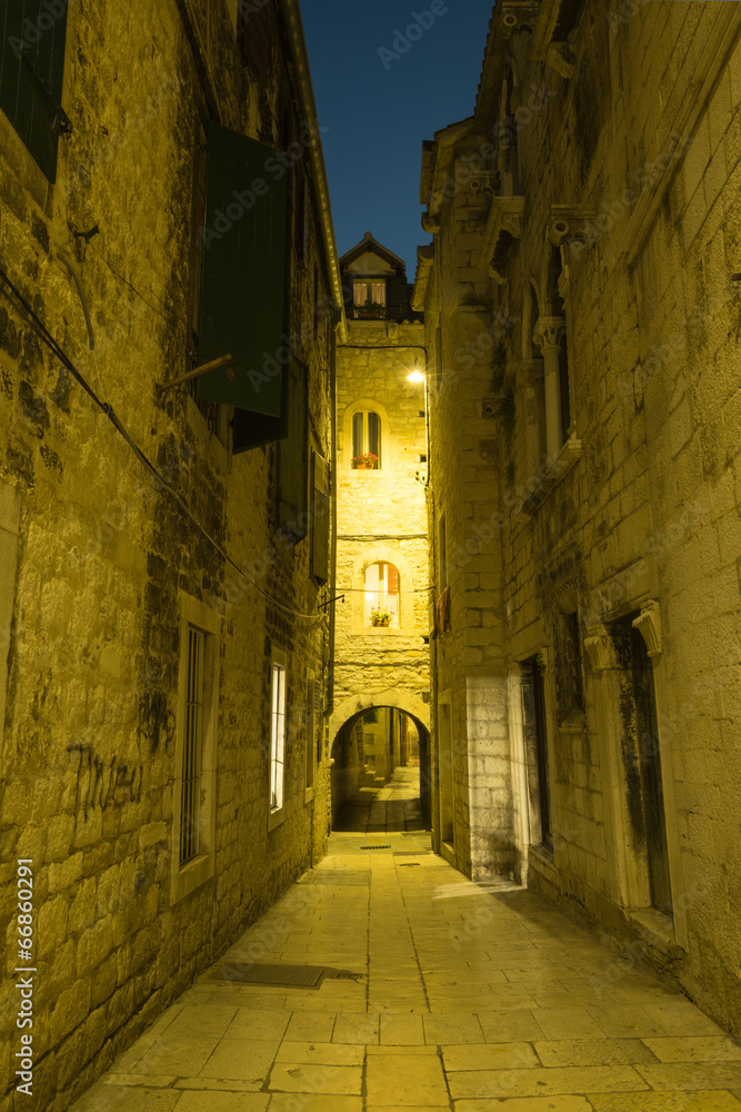 Narrow street of historic Split old city, Croatia