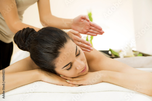 Pretty young woman having a massage