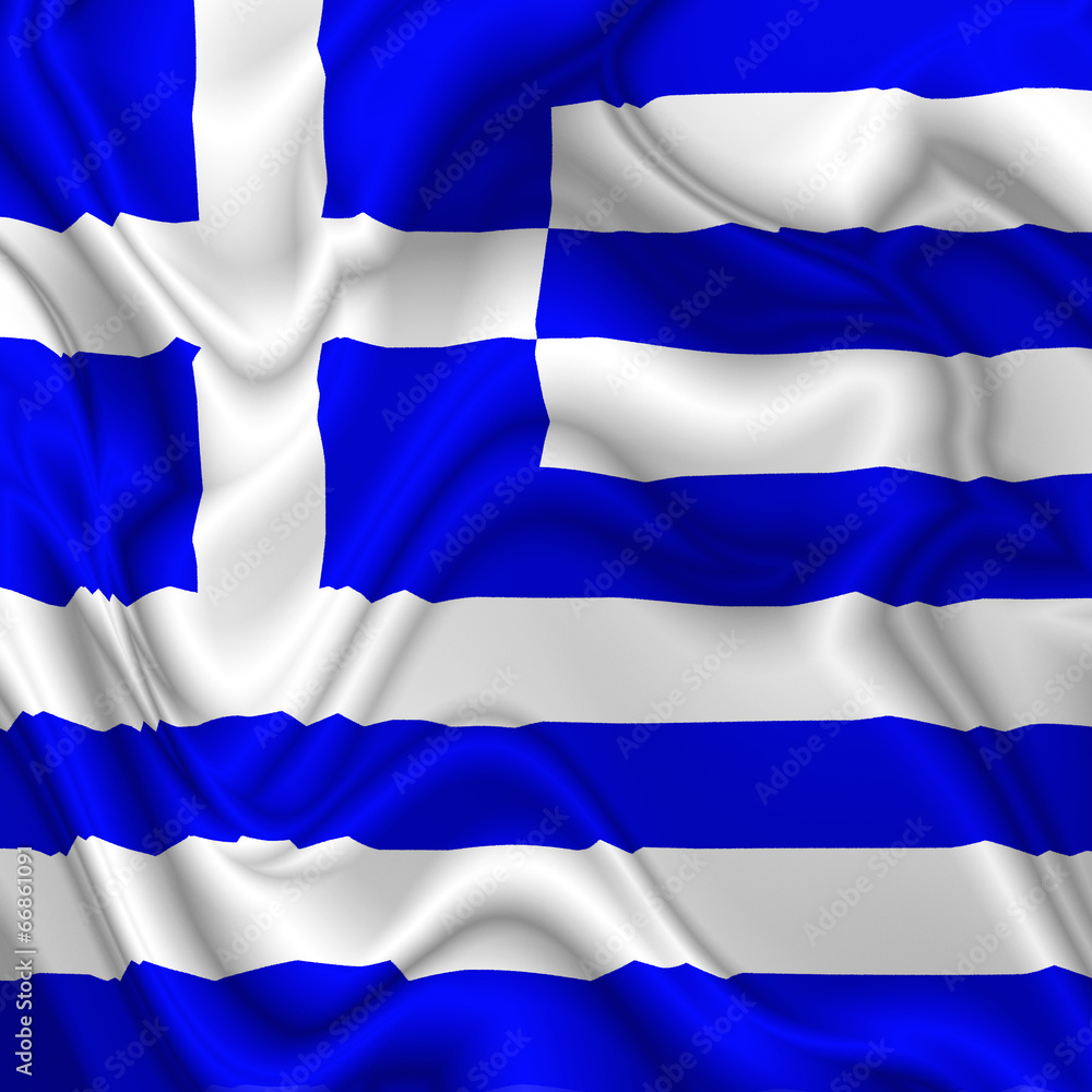 Greece waving silk Flag - obrazy, fototapety, plakaty 