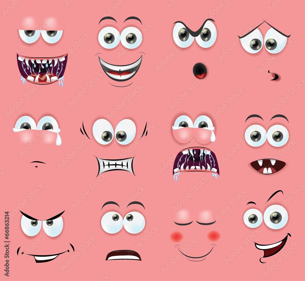 Мультфильм лица с эмоциями Мультфильм лица с эмоциями