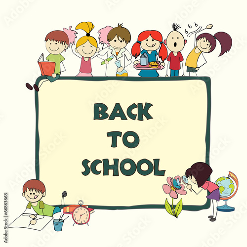 Kids school sketch banner