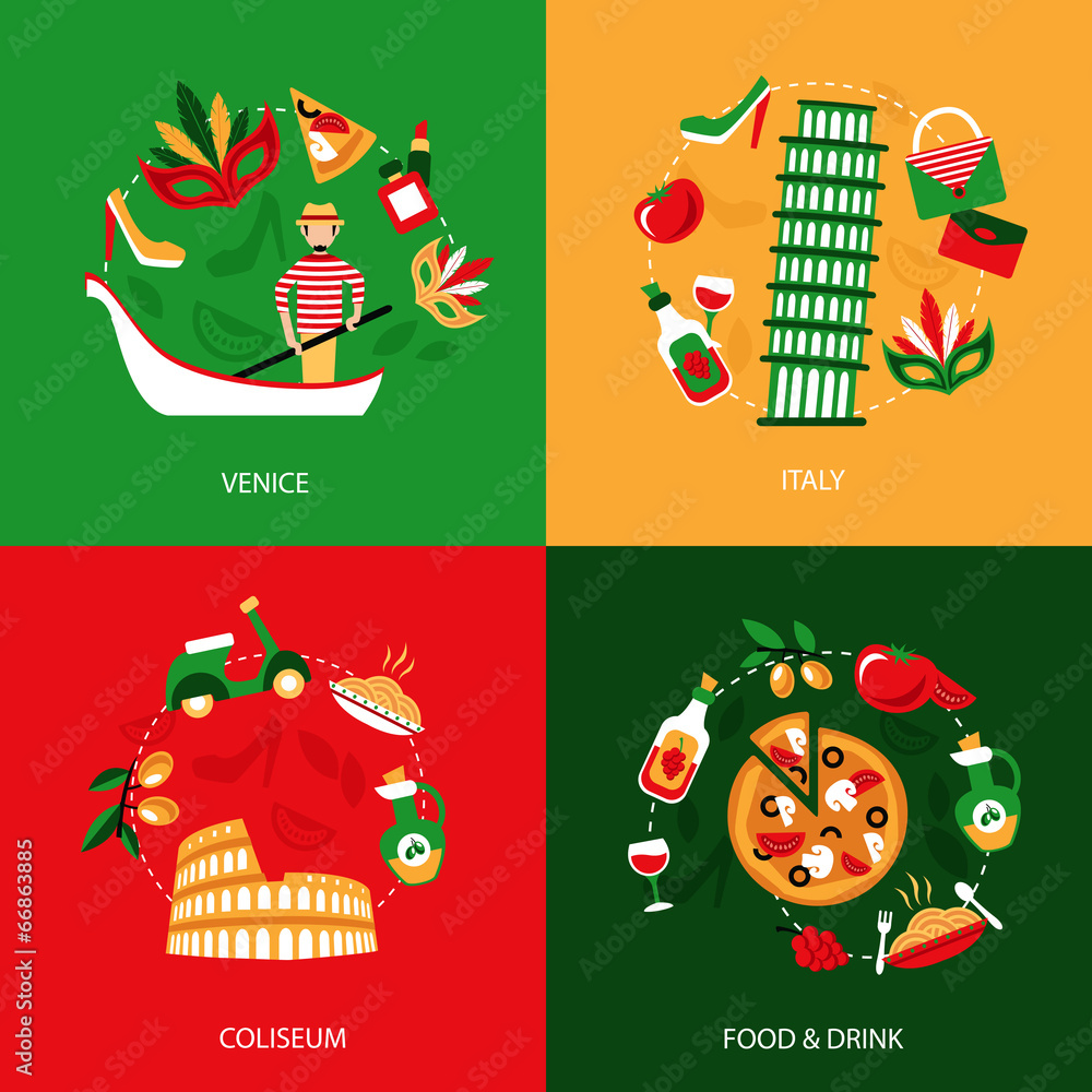 Naklejka premium Italy decorative set