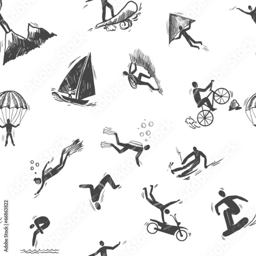 Extreme sports icon seamless