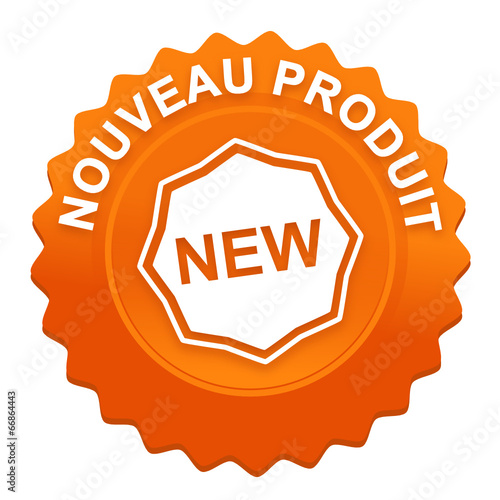nouveau produit sur bouton web denté orange