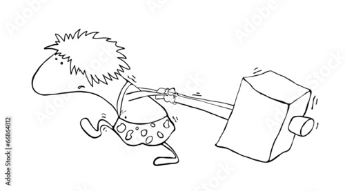 primitive man with a hammer, vector