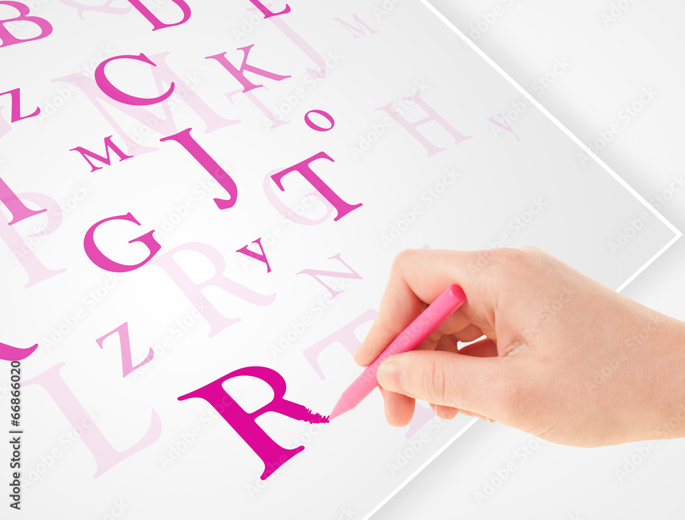 Hand writing various letters on white plain paper Hand writing various letters on white plain paper