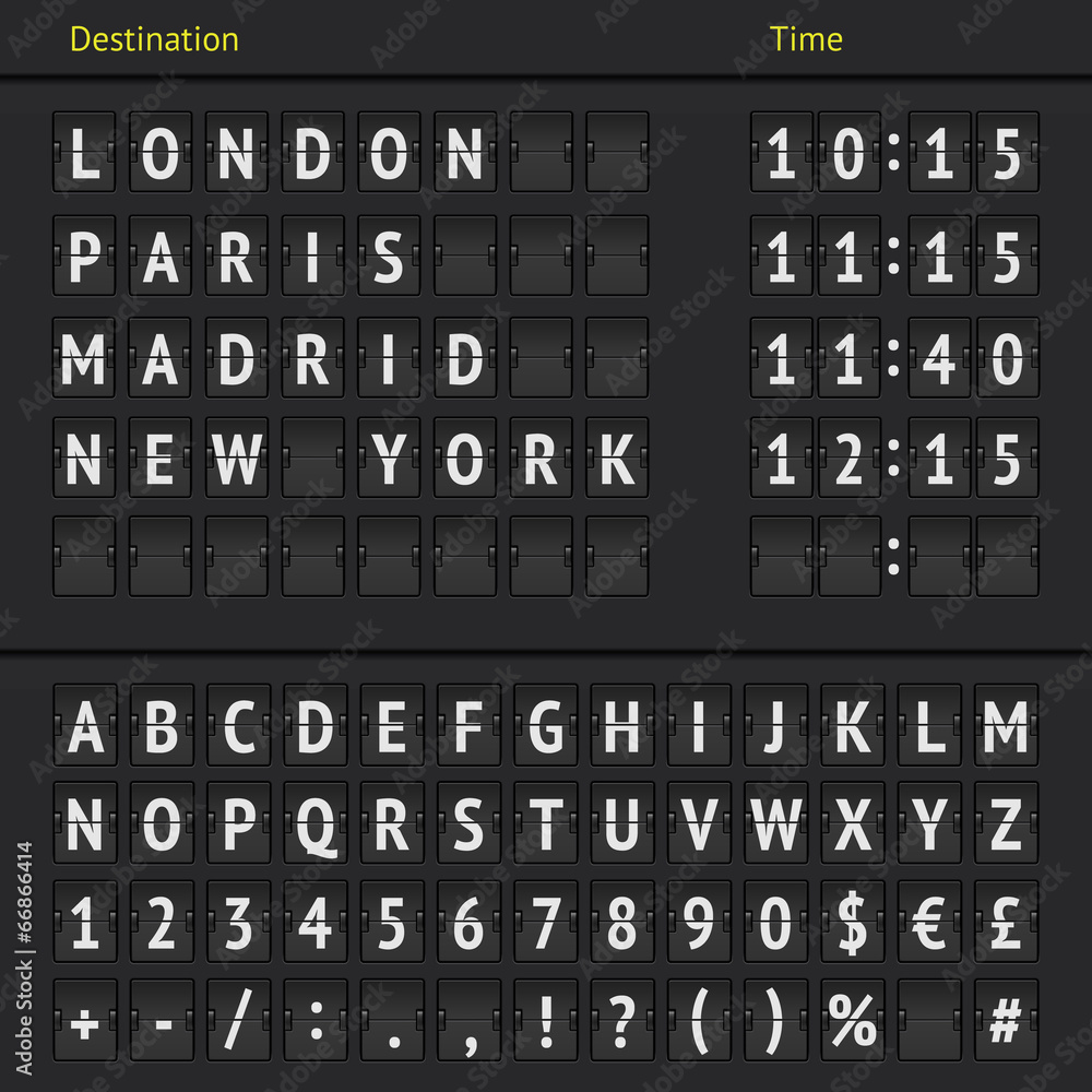 Analog airport scoreboard - obrazy, fototapety, plakaty 