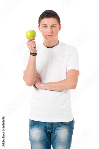 Man with green apple
