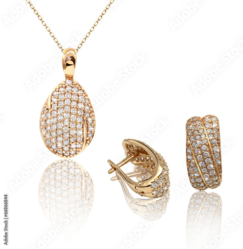 Best jewelry pendant and earrings set. Jewelry composition. Symb