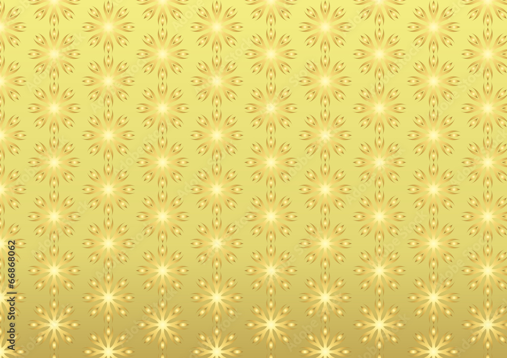 Gold Retro Roots or Flower Pattern on Pastel Background