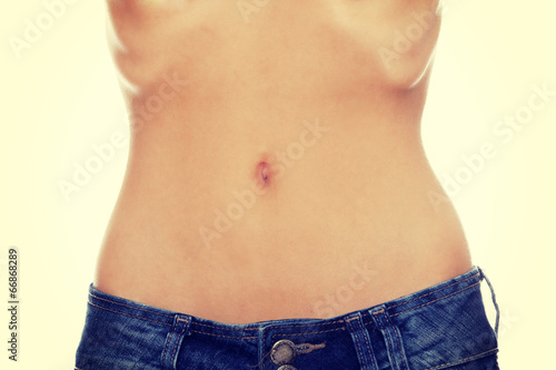 Belly of young female with anorexia