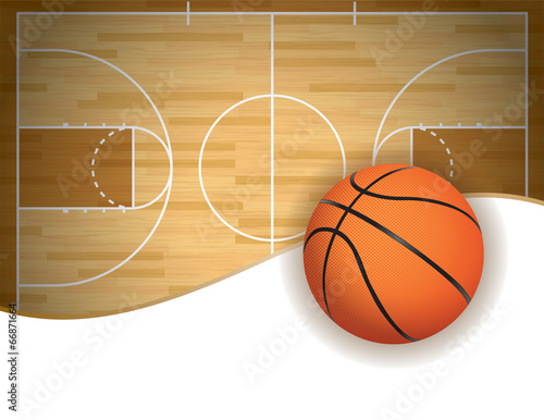 Basketball Court and Ball Background