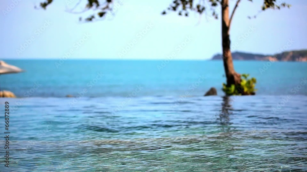 Swimming pool near the sea, island Koh Samui, shift motion Swimming pool near the sea, island Koh Samui, shift motion