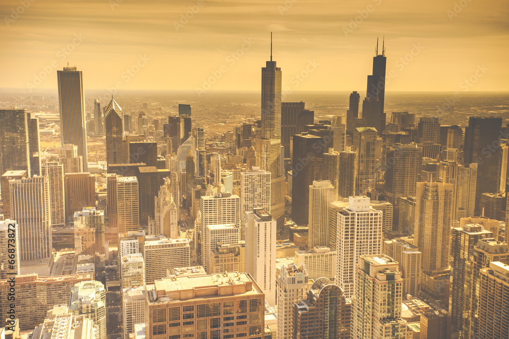 Naklejka premium Chicago Skyline Aerial View