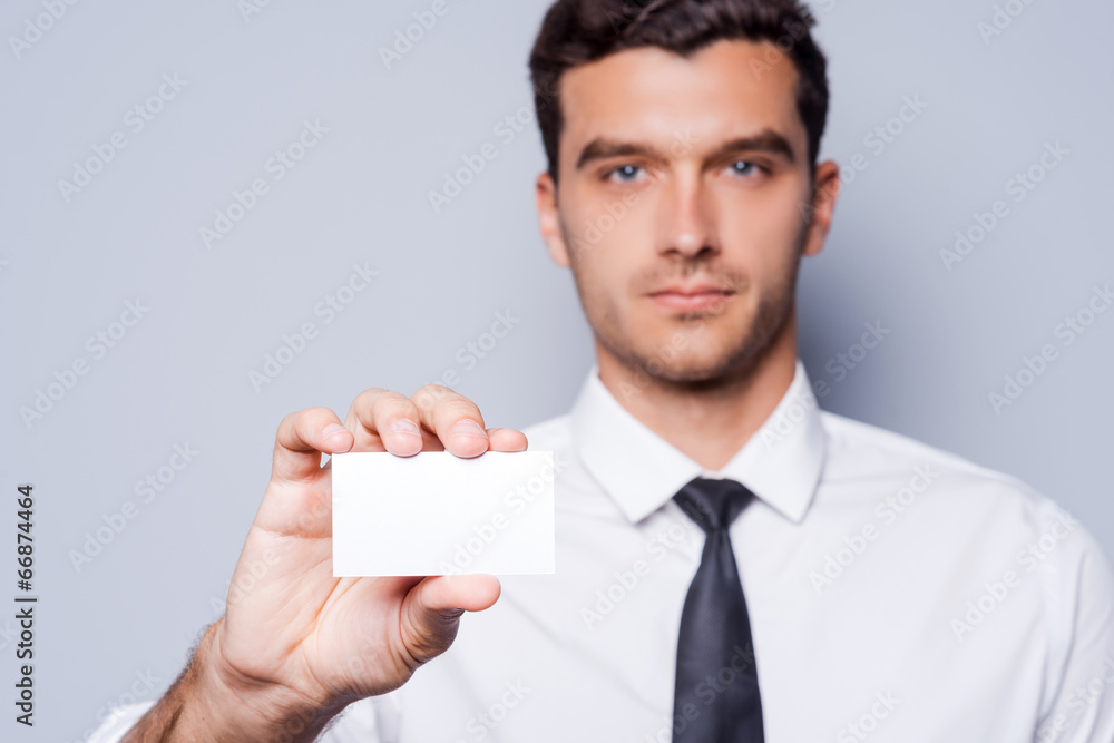 Copy space on his business card. Copy space on his business card.