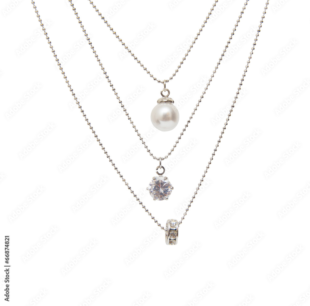 Silver necklace isolated on the white background Silver necklace isolated on the white background
