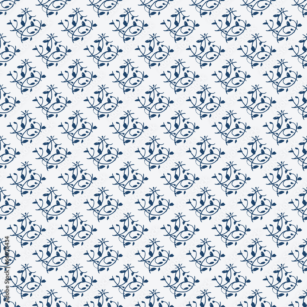 Fototapeta premium Indigo blue hand drawn seamless pattern