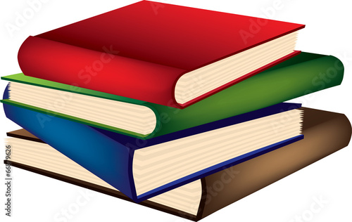 stack of old style coloured reading books