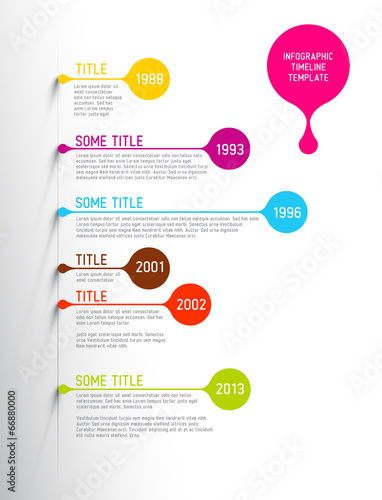 Colorful Infographic timeline report template with bubbles