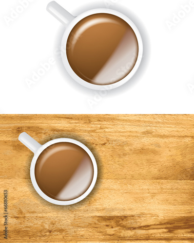 cup of coffee from above isolated and on a table