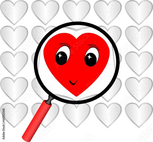 Red heart in focus label