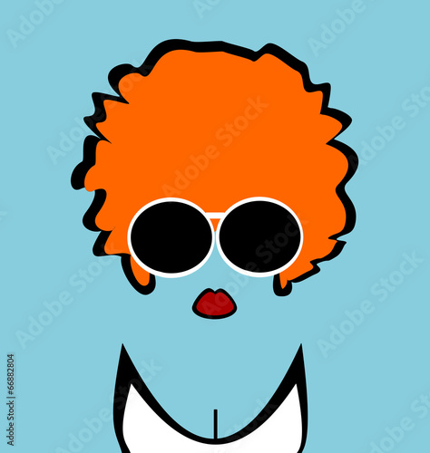 woman with orange hair and large sunglasses