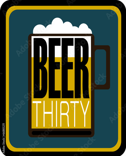 beer thirty graphic design with mug and suds