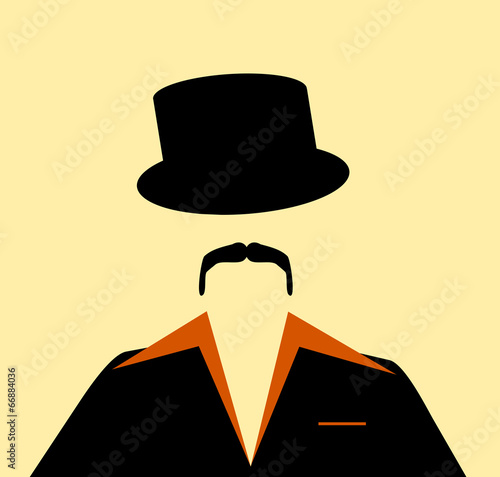 hipster wearing fedora hat and suit with large retro lapel
