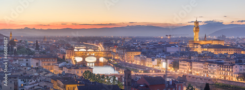 Arno River and Ponte Vecchio at sunset  Florence