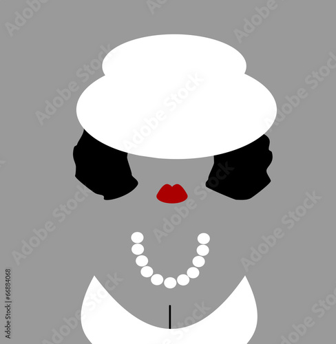 woman dressed up for celebration wearing hat and pearls