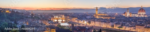 Arno River and Ponte Vecchio at sunset, Florence