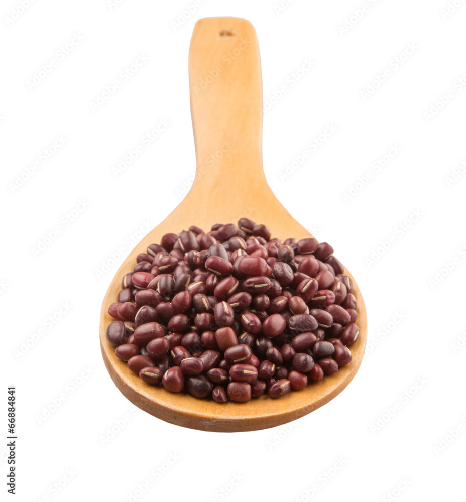 Adzuki Or Azuki Bean On Wooden Spoon Adzuki Or Azuki Bean On Wooden Spoon