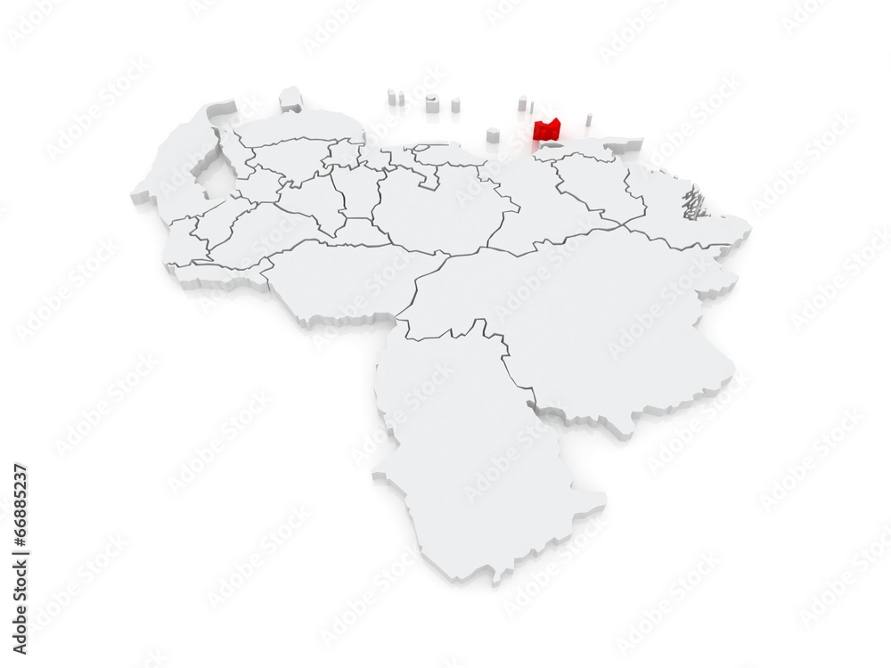 Map of Nueva Esparta. Venezuela.