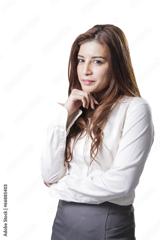 Portrait of happy young business woman isolated Portrait of happy young business woman isolated