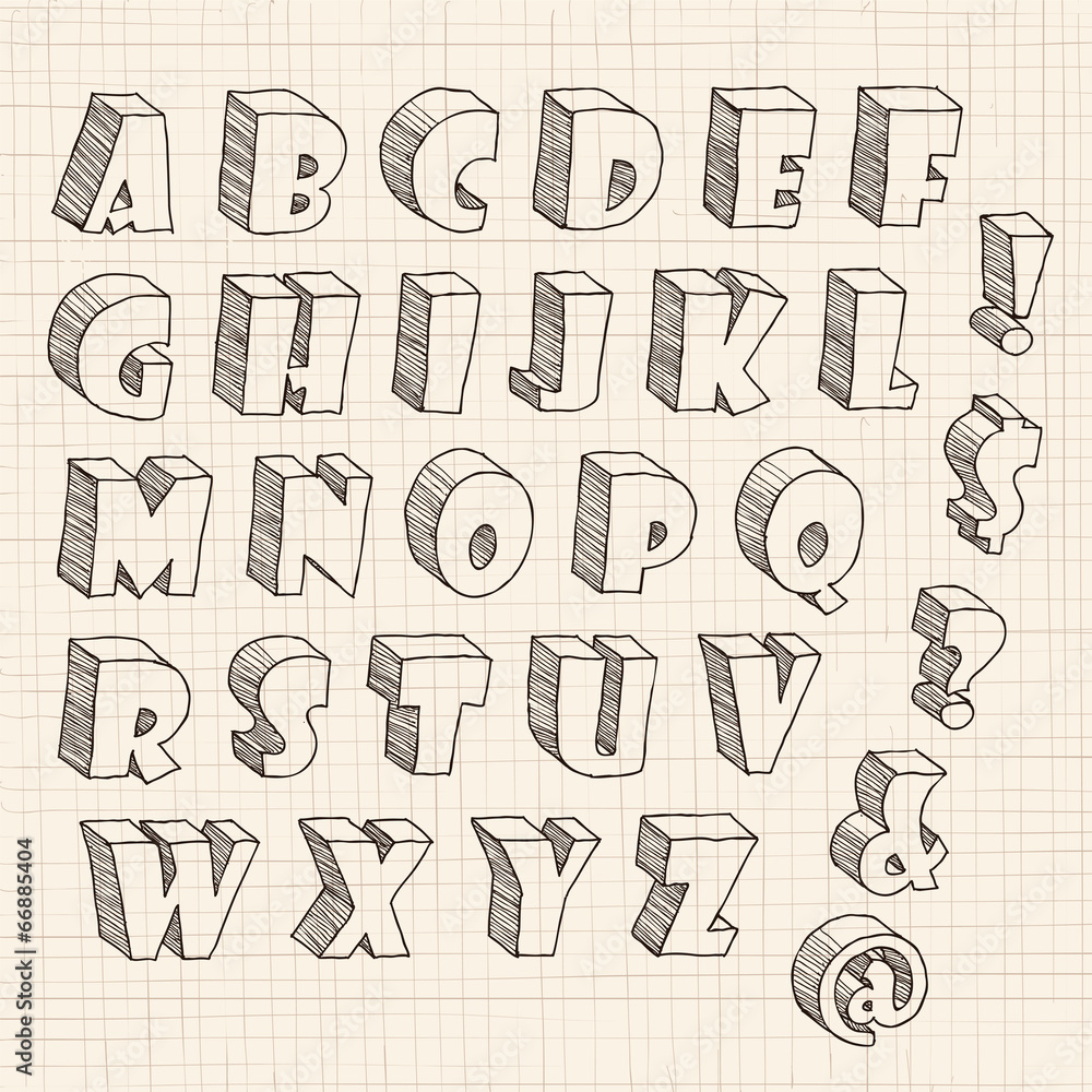 3D hand drawn letter in uppercase 3D hand drawn letter in uppercase