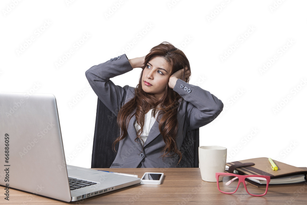 Beauty businesswoman boredom in the workplace Beauty businesswoman boredom in the workplace