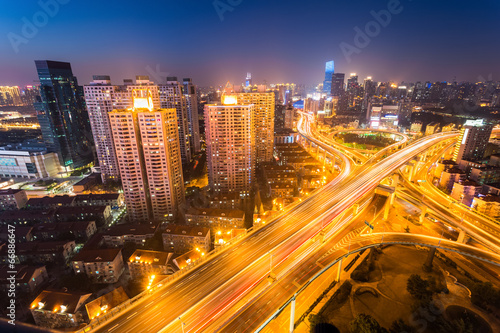shanghai city interchange at night
