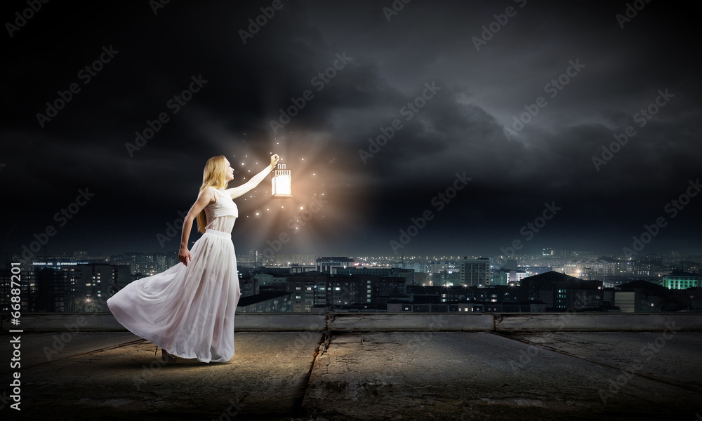 Woman with lantern