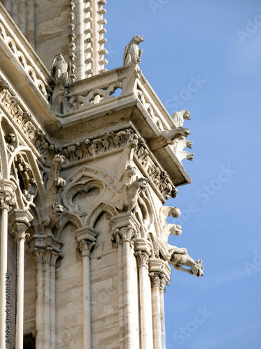 Closeup of Cathedrale Notre Dame in Paris