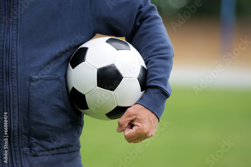 Hand holding soccer ball © byrdyak