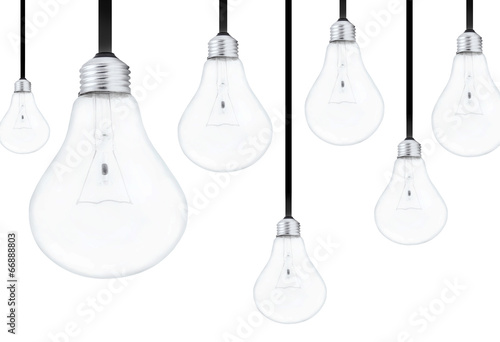 Light bulbs on white background