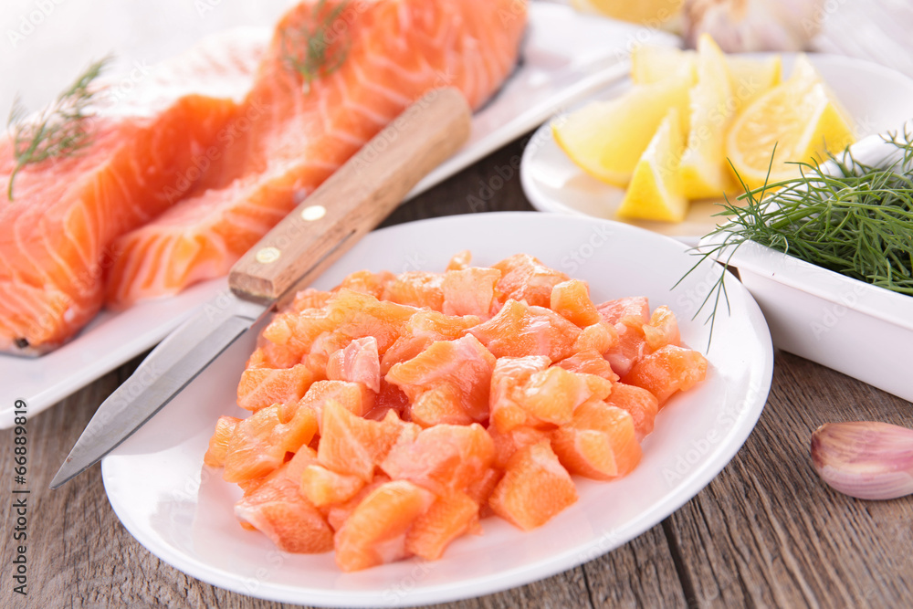 raw salmon and ingredient raw salmon and ingredient
