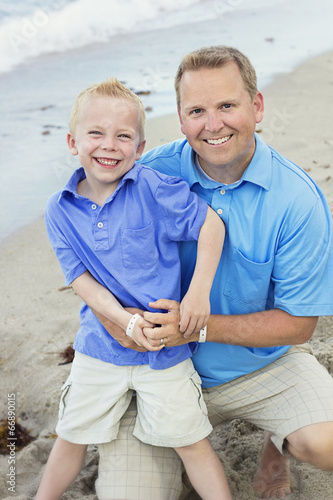 Father and Son Portrait on Beach