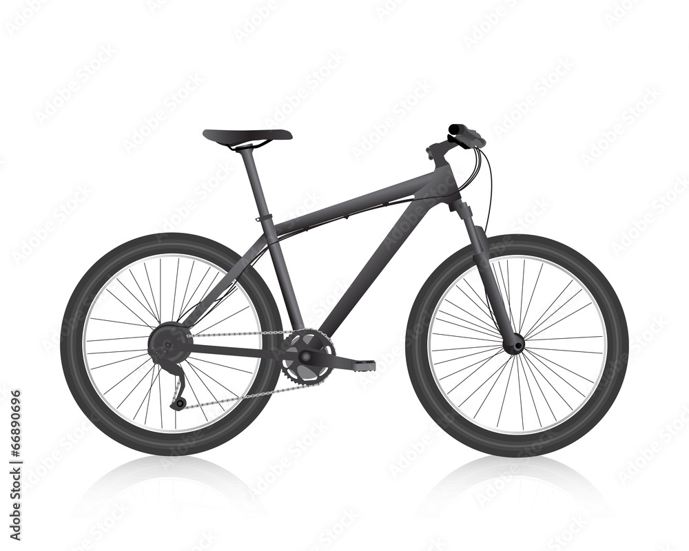 Realistic mountain bike black. Vector