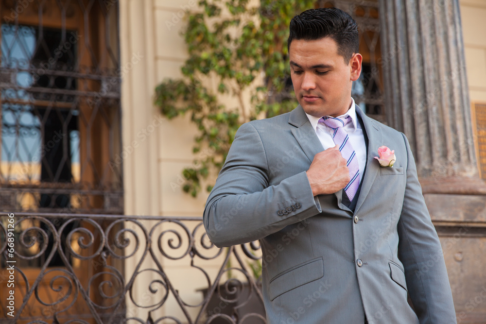 Handsome groom outdoors Handsome groom outdoors