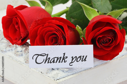 Thank you card with red roses