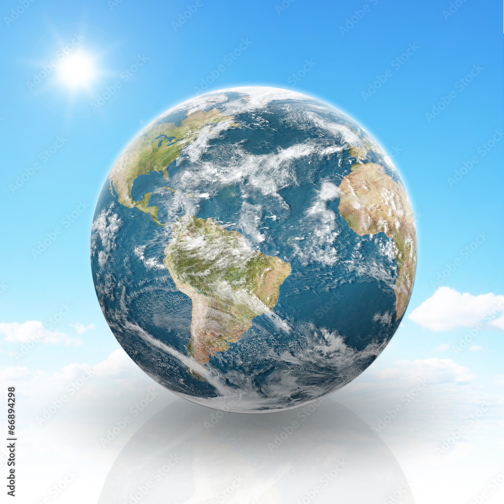 Fototapeta premium Planet Earth on a cloudy background