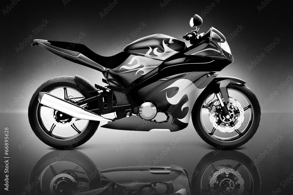 Fototapeta premium Studio Shot of Black Motorcycle