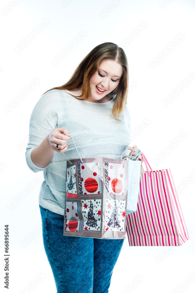 young attractive woman with shopping bags young attractive woman with shopping bags