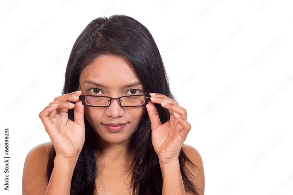 Beautiful girl holding glasses